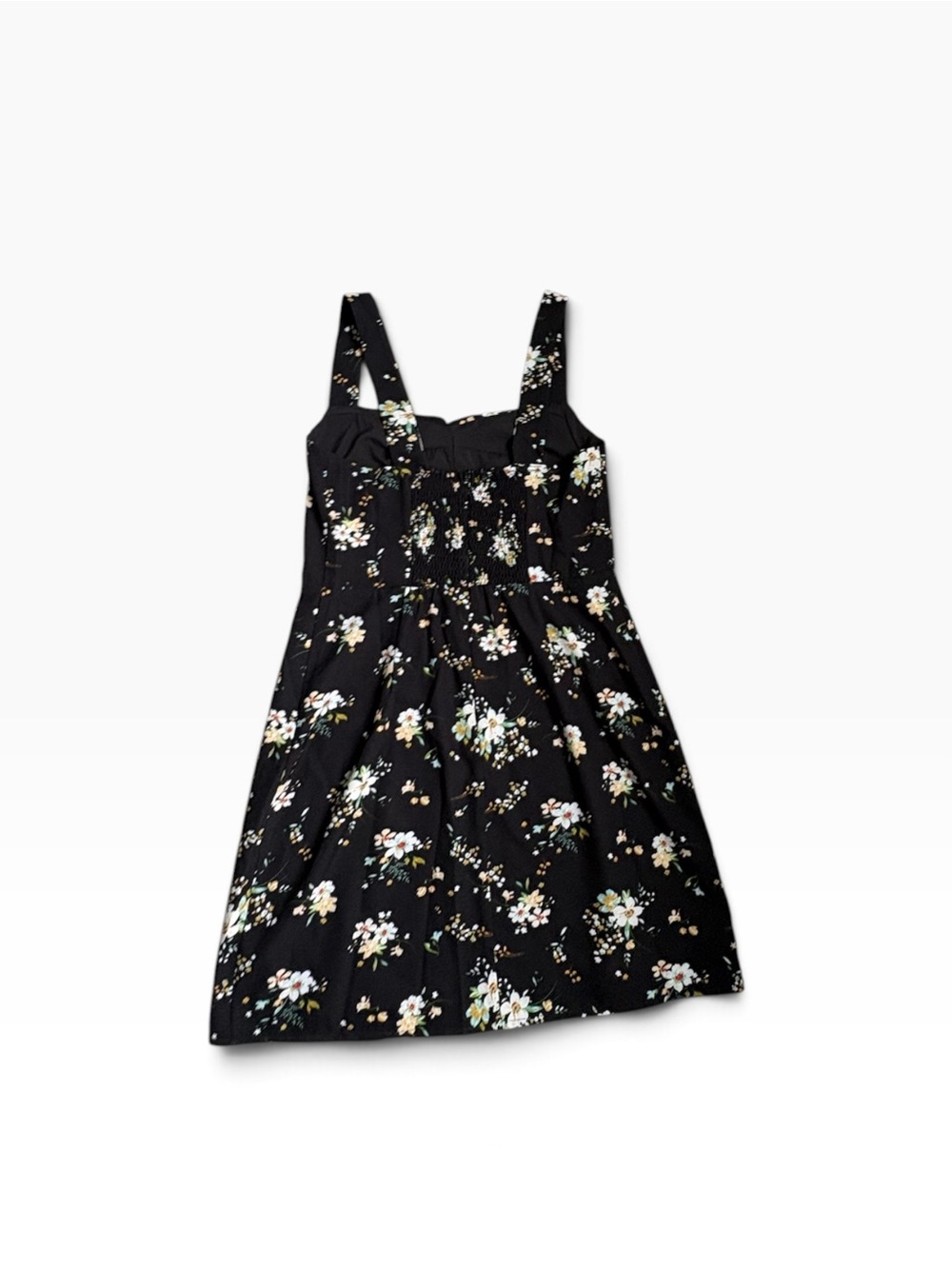 Commense Black Floral Mini Dress with White & Cream Blooms